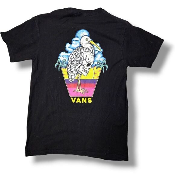 Vans Other - VANS Classic Fit Black Shirt Bird Skull Graphic Size Small Short Sleeve Logo